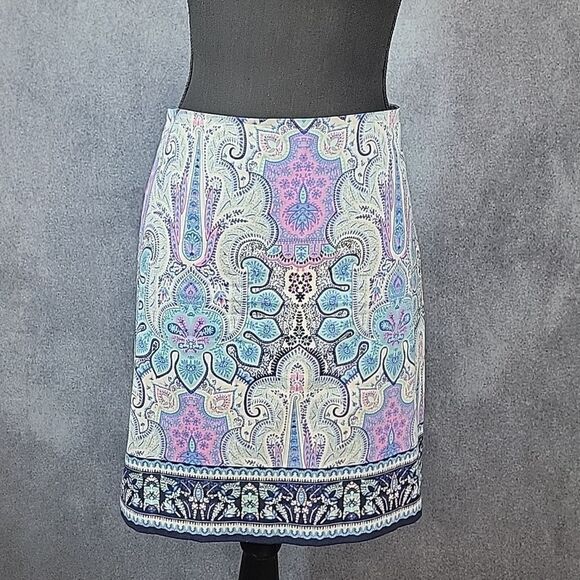 Talbots Paisley Canvas Cotton A-Line Skirt - Picture 11 of 15